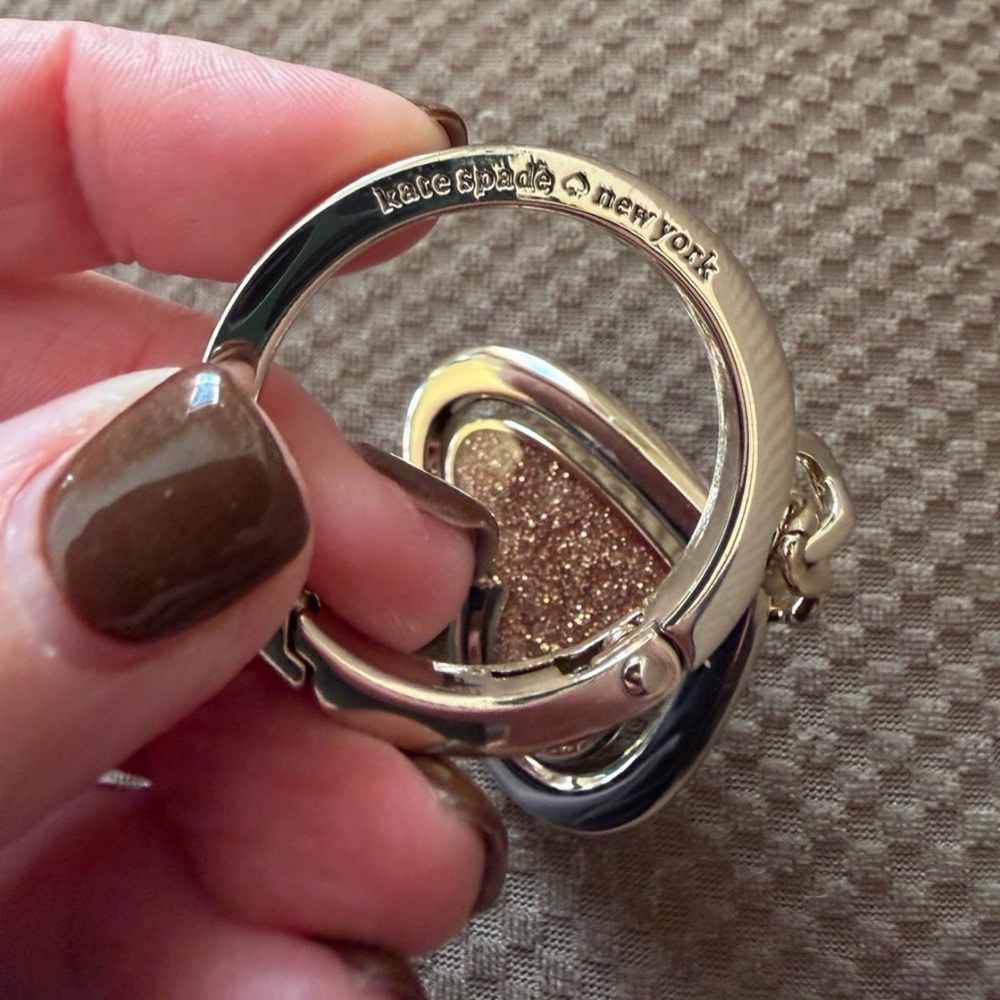 Kate Spade Keychain Bag Charm. Two-Sided Glitter Logo Bag Clip / Charm - Picture 3 of 6